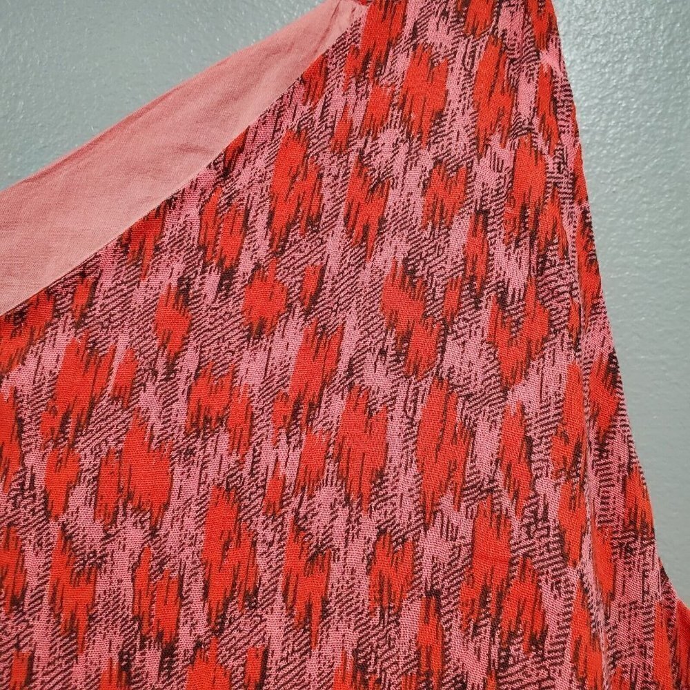 NWT Joie Women's Maxi Dress XL Red Animal Print Orange Pink Midi Tea Ros… - Picture 15 of 15